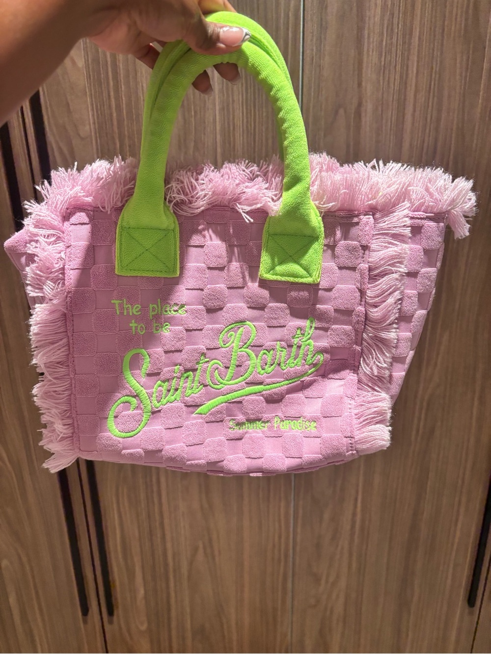 MC2 Saint Barth Lavender and Green Terry Cloth Small Tote Bag